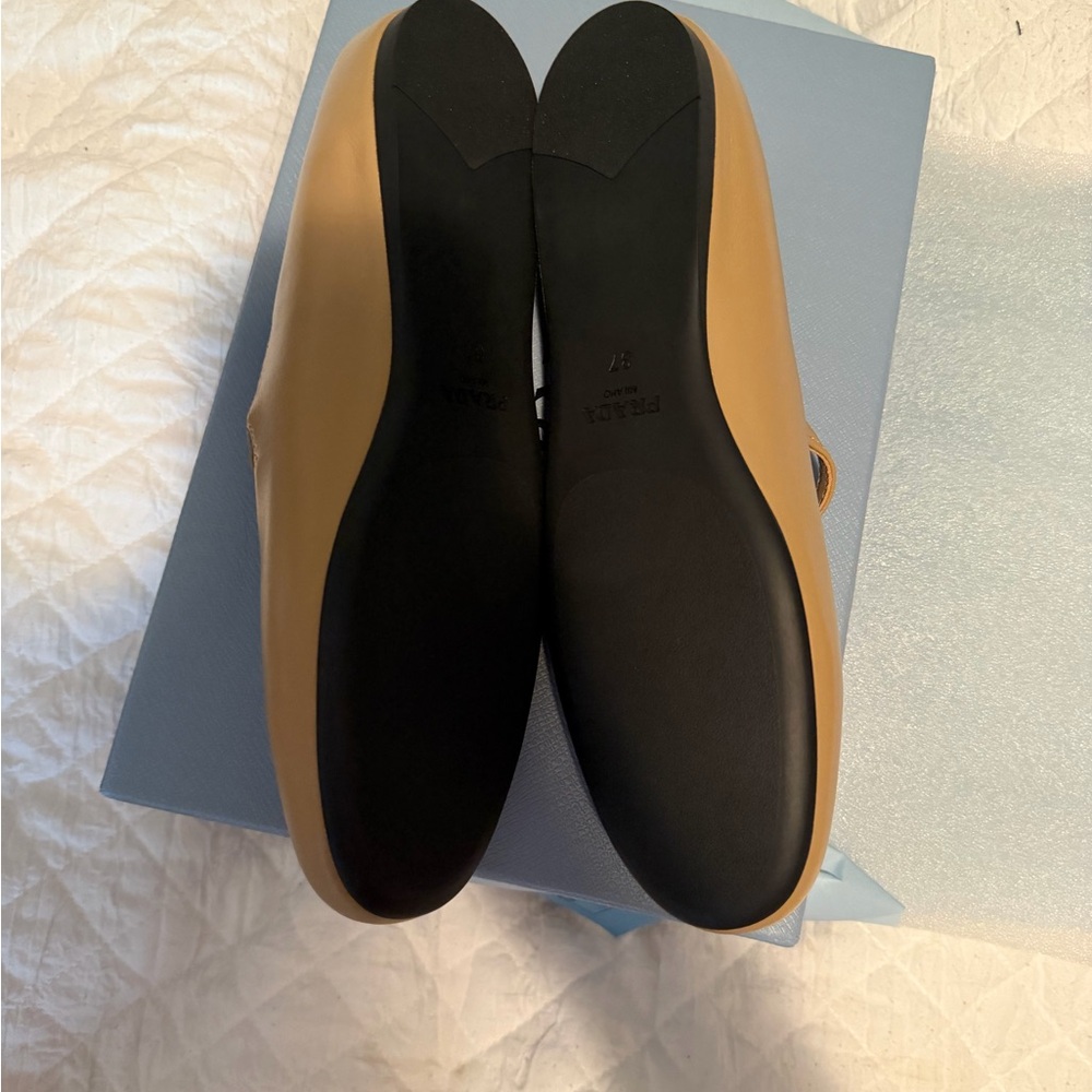 Prada Women's Brown Leather Mary Jane Flats - Picture 3 of 6